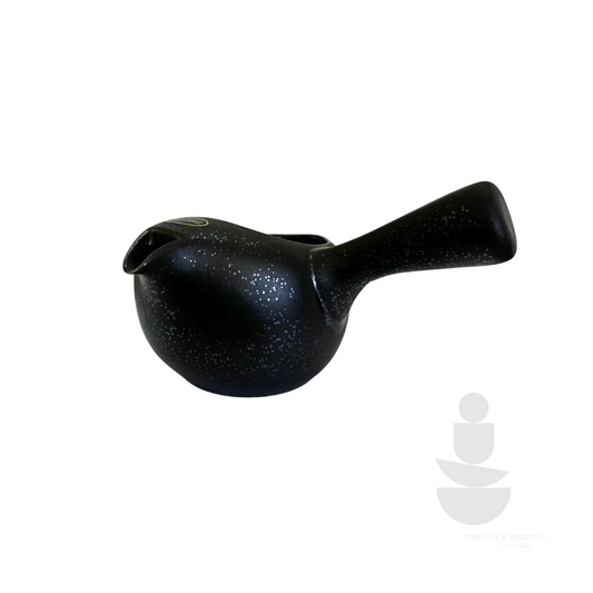 Mino ware lidless kyusu | Black metalic