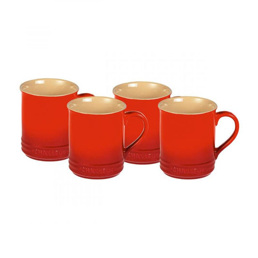 Chasseur La Cuisson Mug 4-Piece Set 350ml | Red